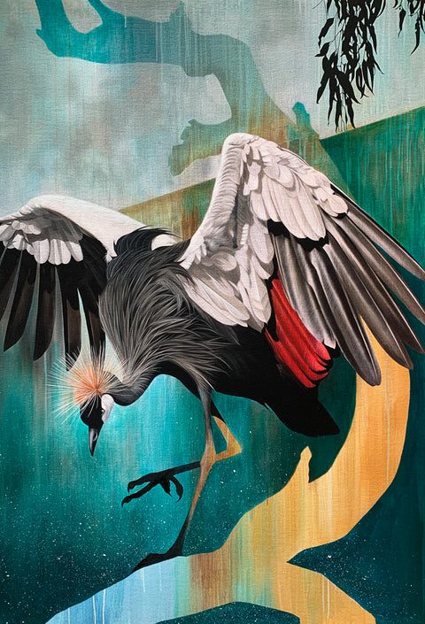 Josie Morway - Crowned Crane with Three Possible Outcomes I