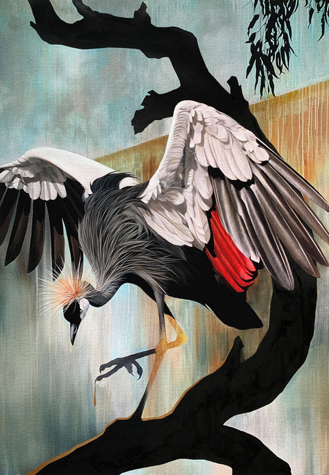 Josie Morway - Crowned Crane with Three Possible Outcomes II