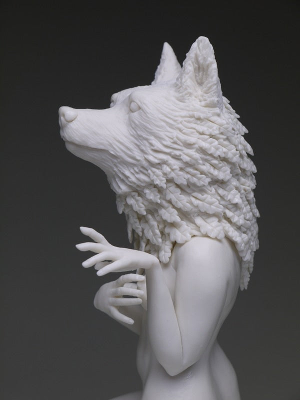 Crystal Morey - “Delicate Dependency: Search for a New Way” (Anthropomorphic gray wolf with live oak growth from pacific coastal regions)