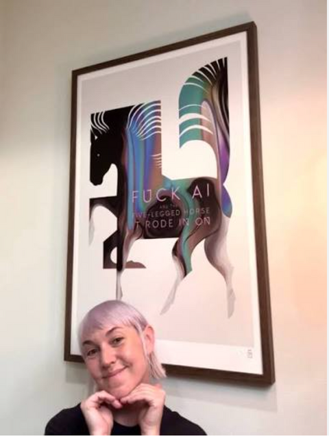 Raffle Entry: JAW Cooper - HAND-EMBELLISHED "FUCK AI" ARCHIVAL PRINT&nbsp;