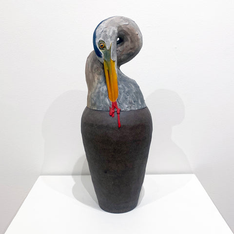 Sarah Conti - Great Blue Heron Canopic Jar