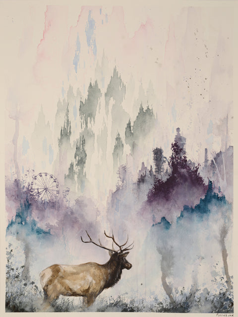 Brian Mashburn - Elk Before a Floating City