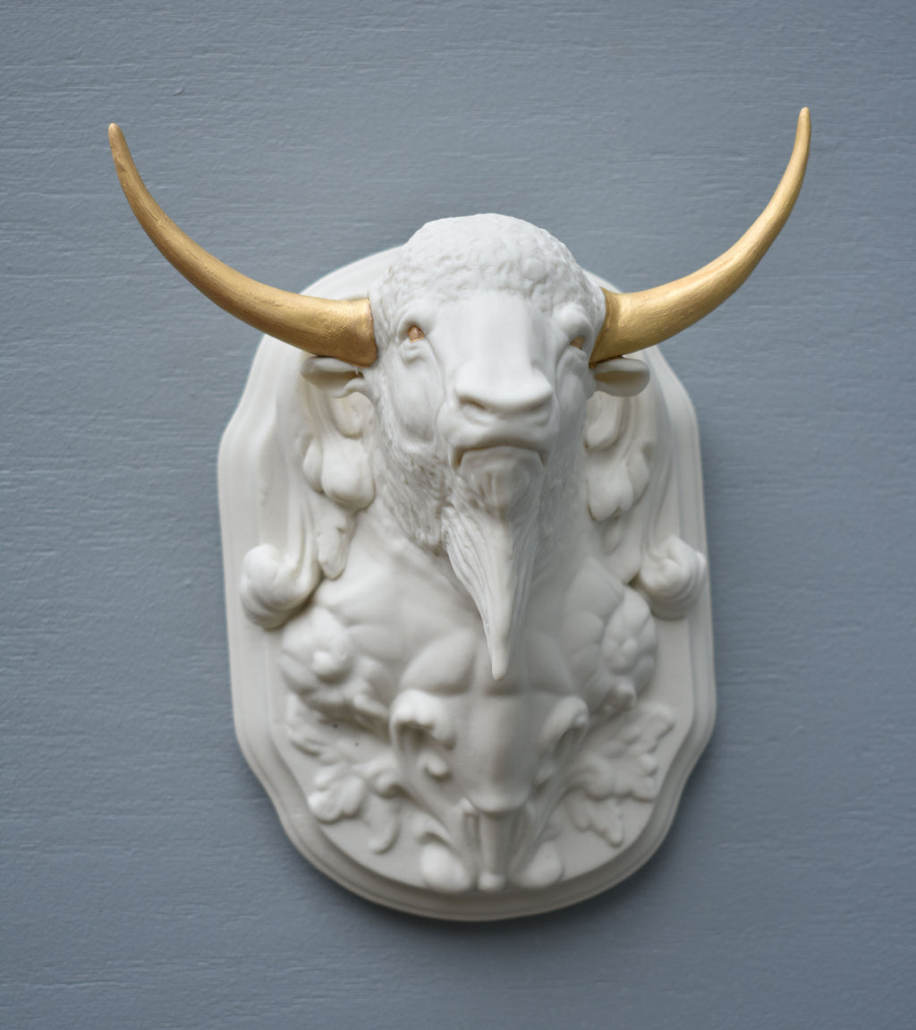Ariel Bowman - Limited Edition Gold Luster Antique Bison Wall Trophy